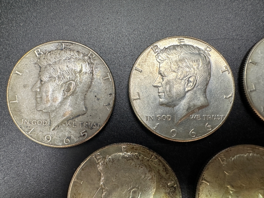 (5) Silver Kennedy Half Dollars: (1) 1965, (1) 1966, (2) 1967 & (1) 1968 [Photo 2]
