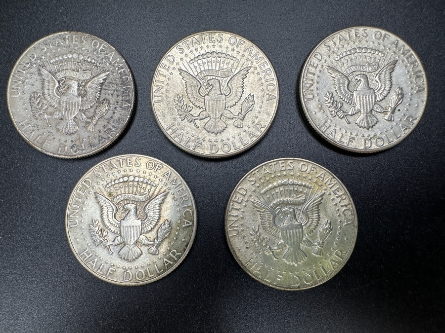 (5) Silver Kennedy Half Dollars: (1) 1965, (1) 1966, (2) 1967 & (1) 1968 [Photo 5]