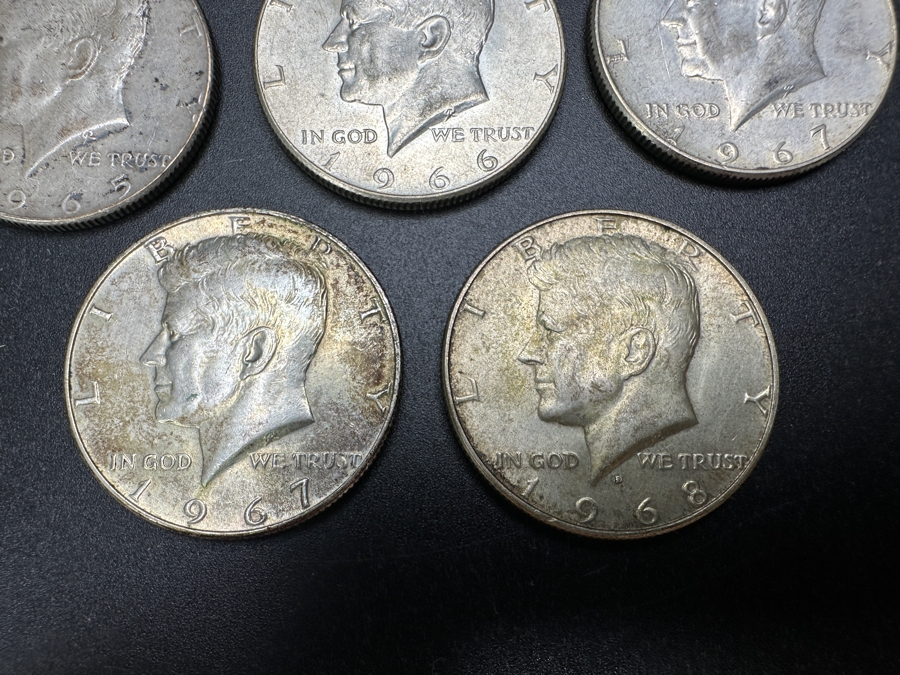 (5) Silver Kennedy Half Dollars: (1) 1965, (1) 1966, (2) 1967 & (1) 1968 [Photo 3]