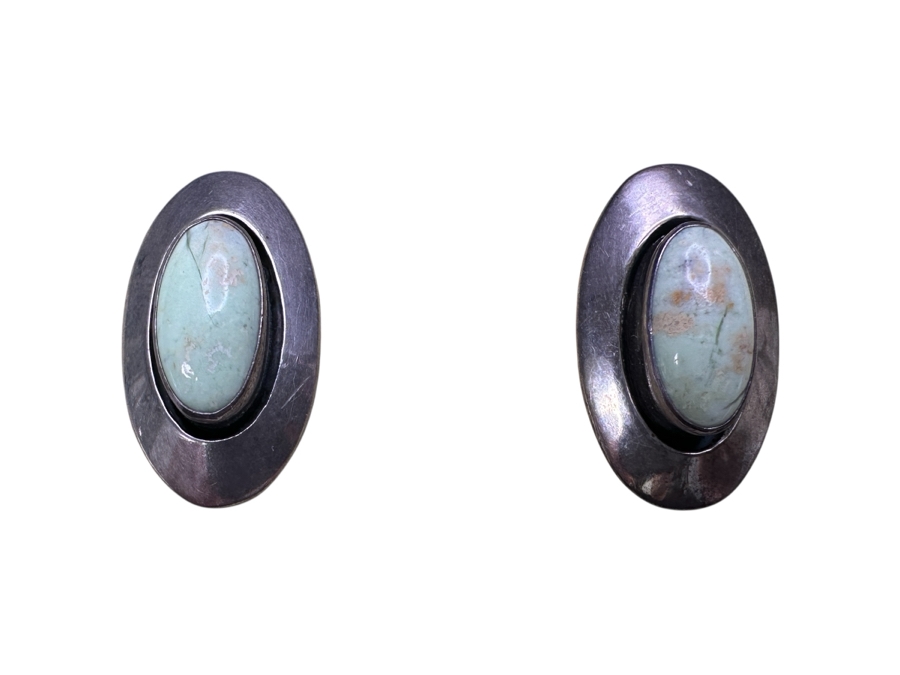 Pair Of Signed Sterling Silver Native American Earrings 15.8g [Photo 3]