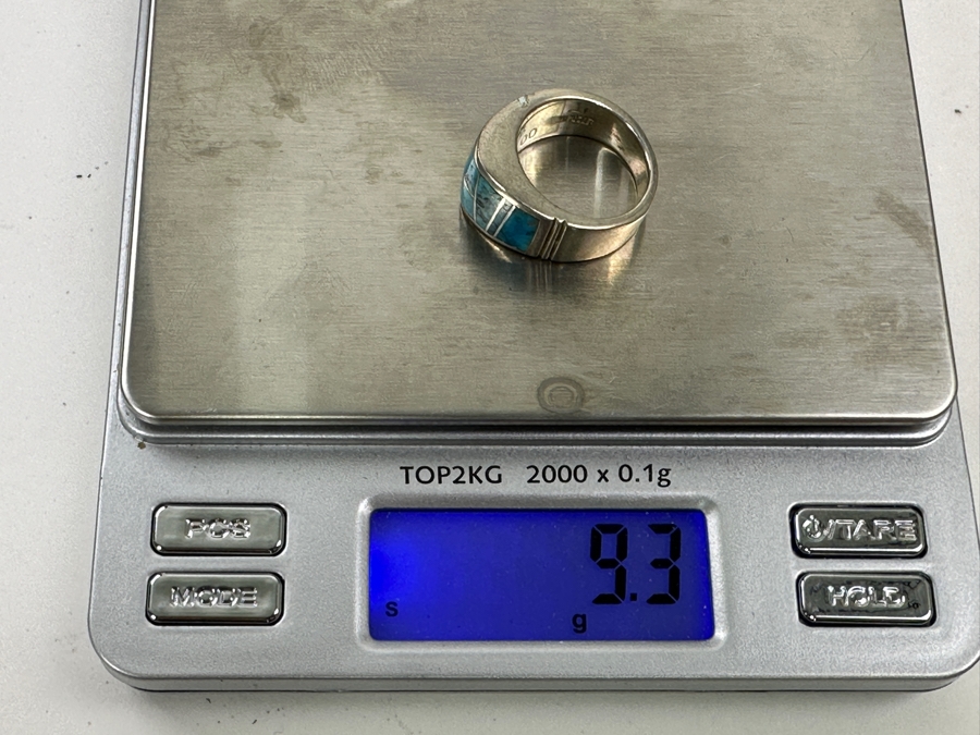 Sterling Silver Inlaid Turquoise Ring Signed T Size 6 Retails $225 9.3g [Photo 8]