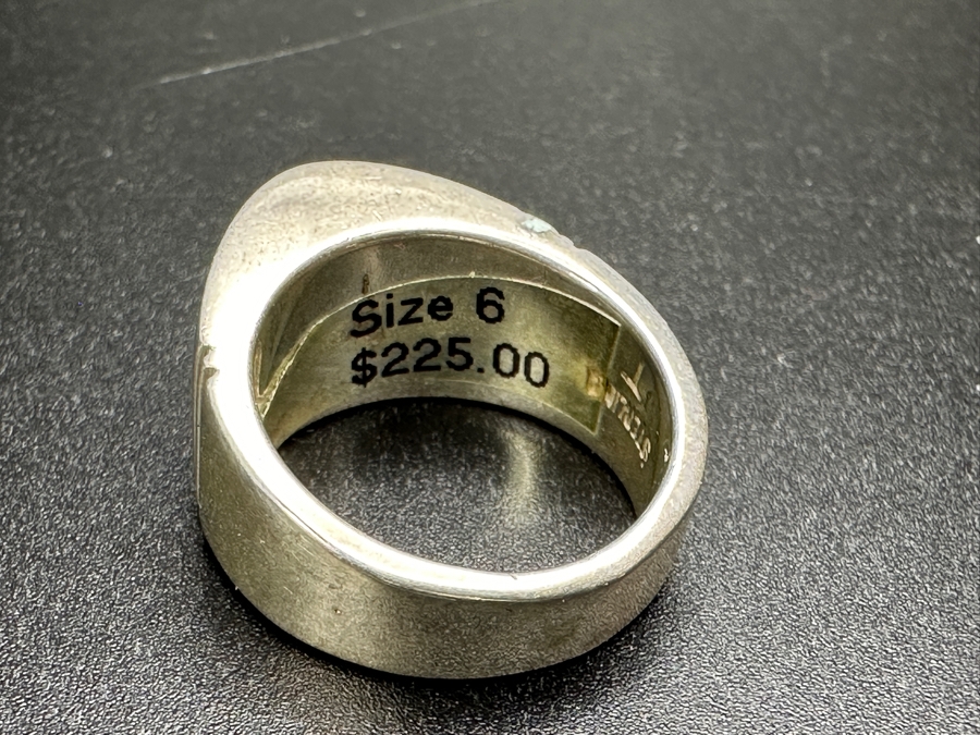 Sterling Silver Inlaid Turquoise Ring Signed T Size 6 Retails $225 9.3g [Photo 7]