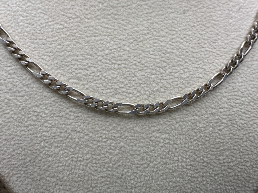 19' Sterling Silver Herringbone Necklace And 16' Sterling Silver Chain Necklace 26.3g [Photo 2]
