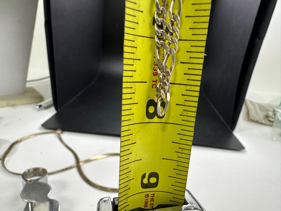 19' Sterling Silver Herringbone Necklace And 16' Sterling Silver Chain Necklace 26.3g [Photo 4]