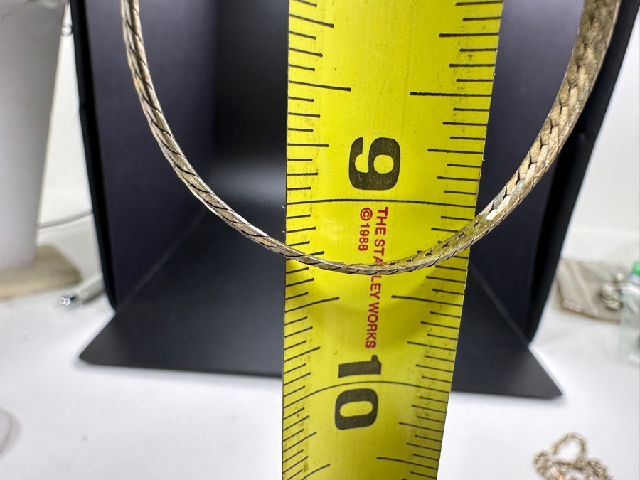 19' Sterling Silver Herringbone Necklace And 16' Sterling Silver Chain Necklace 26.3g [Photo 5]