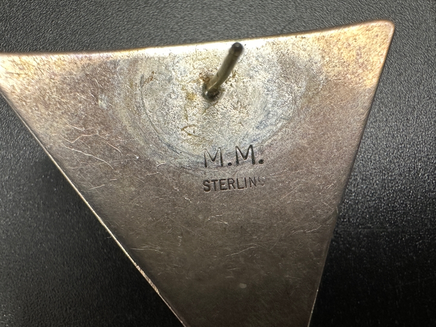 Sterling Silver Lapis Lazuli Earrings Signed M. M. 10.4g [Photo 4]