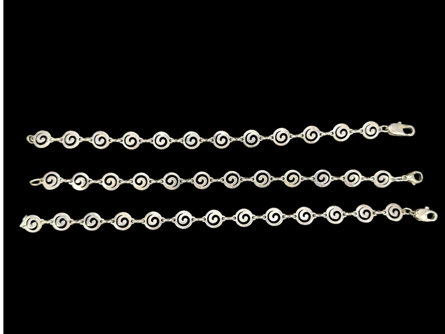 (3) 7.5'L Sterling Silver Bracelets 16g