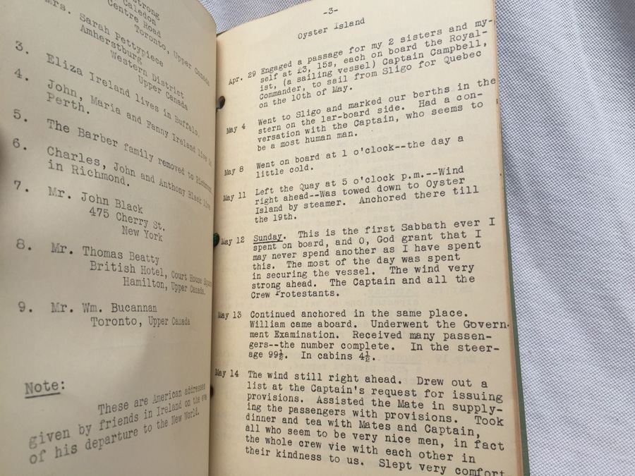 One Man's Journal From Sligo Ireland to Quebec in 1850 [Photo 4]
