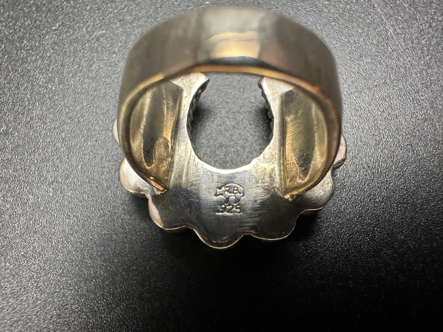 Sterling Silver Running Bear R.B. Turquoise Horseshoe Ring Size 4.75 10g [Photo 6]