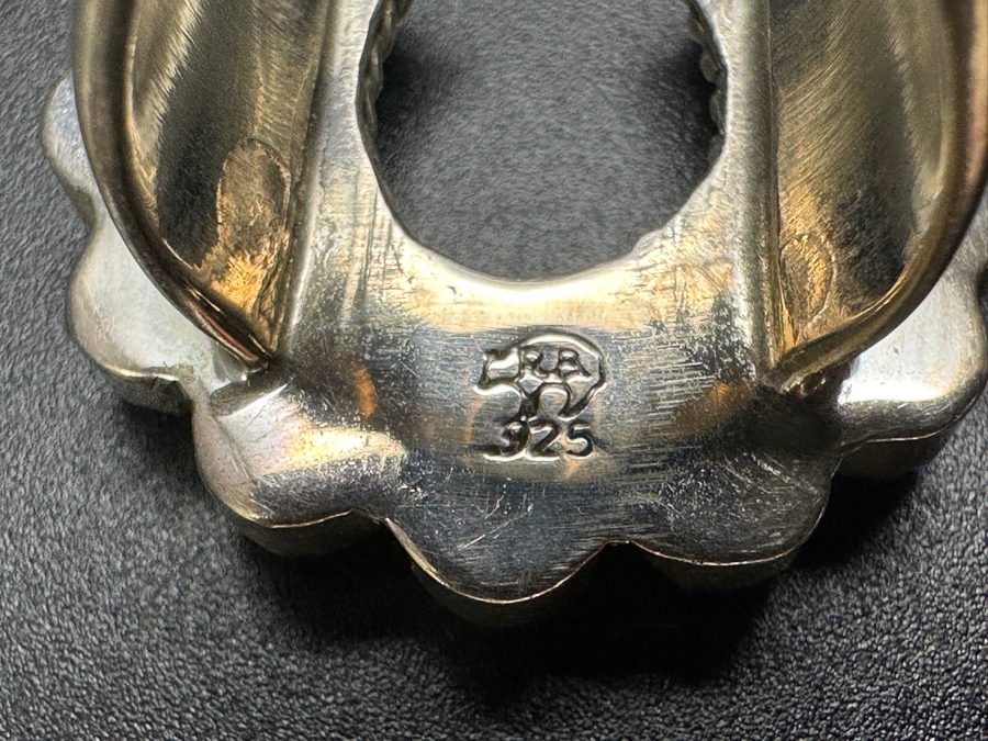 Sterling Silver Running Bear R.B. Turquoise Horseshoe Ring Size 4.75 10g [Photo 7]