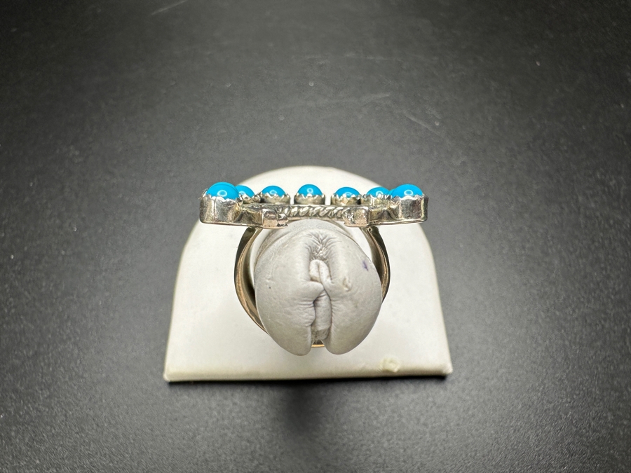 Sterling Silver Running Bear R.B. Turquoise Horseshoe Ring Size 4.75 10g [Photo 5]