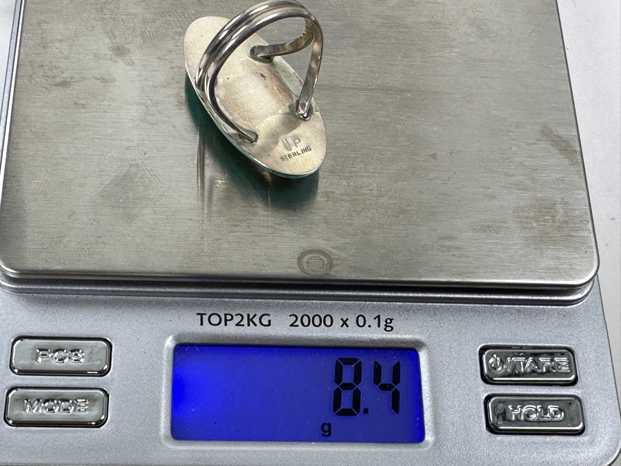 Vintage Signed Sterling Silver Turquoise Ring Size 9 8.4g [Photo 9]