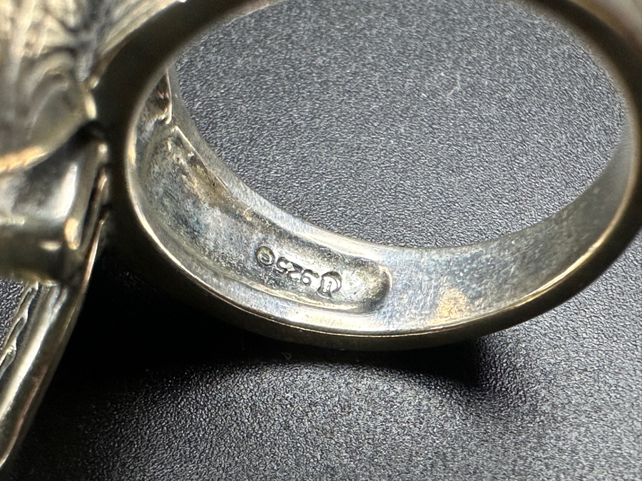 Signed Sterling Silver With 14k Gold And Turquoise Butterfly Ring Size 8.5 13.1g [Photo 7]