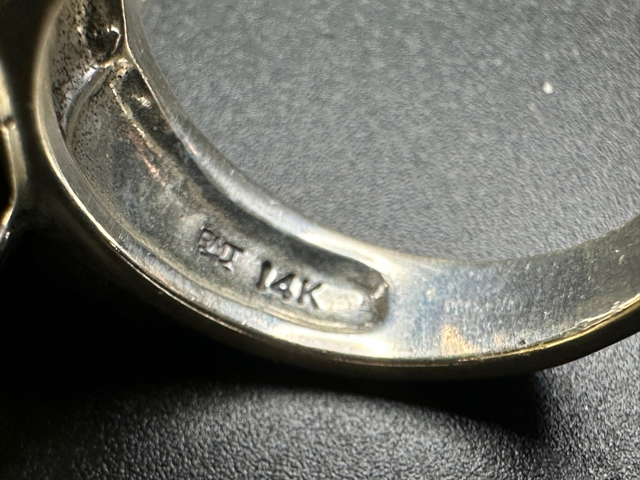 Signed Sterling Silver With 14k Gold And Turquoise Butterfly Ring Size 8.5 13.1g [Photo 11]