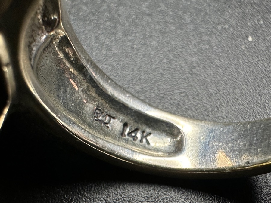 Signed Sterling Silver With 14k Gold And Turquoise Butterfly Ring Size 8.5 13.1g [Photo 12]