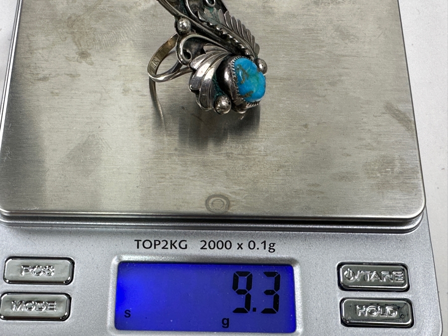 Vintage Sterling Silver Turquoise Coral Ring Size 7 9.3g [Photo 9]