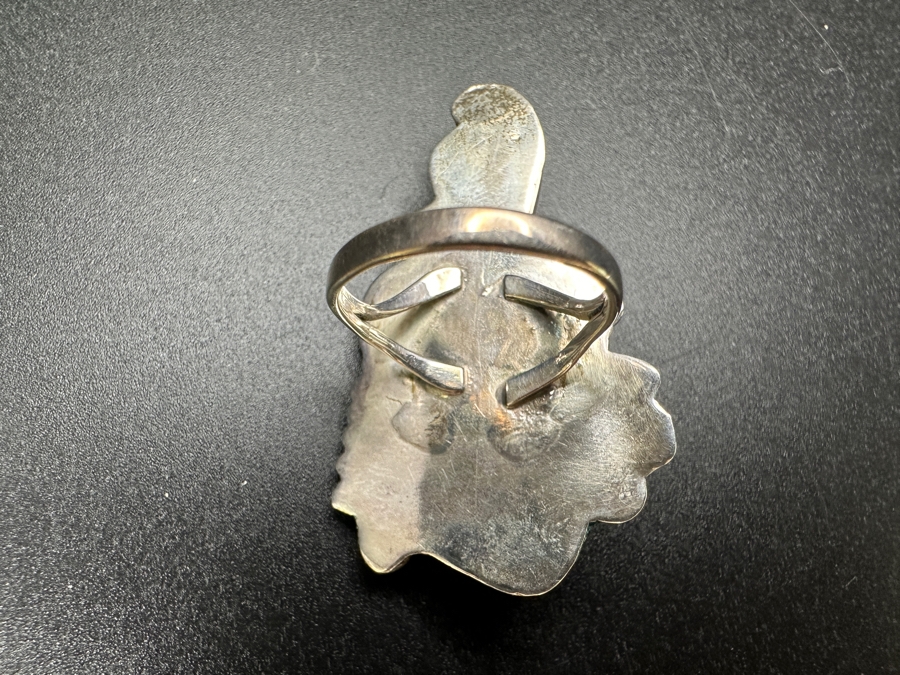 Vintage Sterling Silver Turquoise Coral Ring Size 7 9.3g [Photo 5]