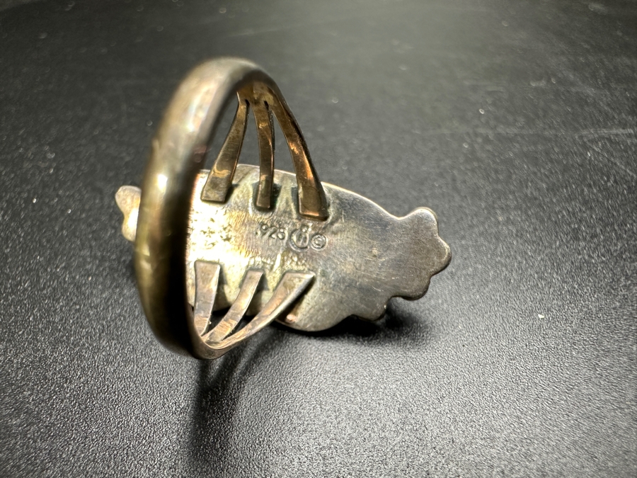 Signed Sterling Silver Turquoise Ring Size 8 7g [Photo 7]