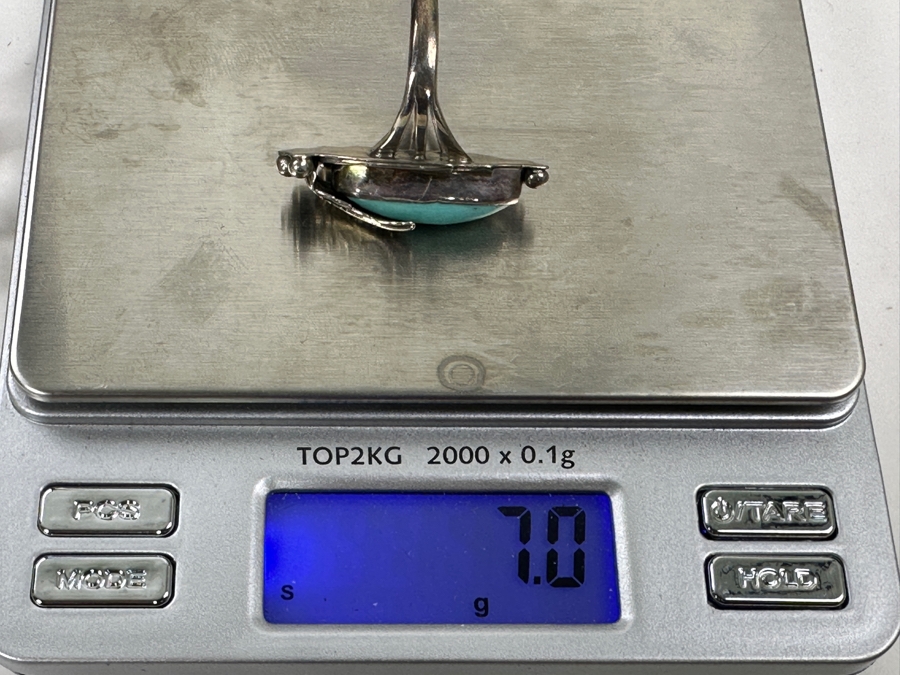 Signed Sterling Silver Turquoise Ring Size 8 7g [Photo 10]