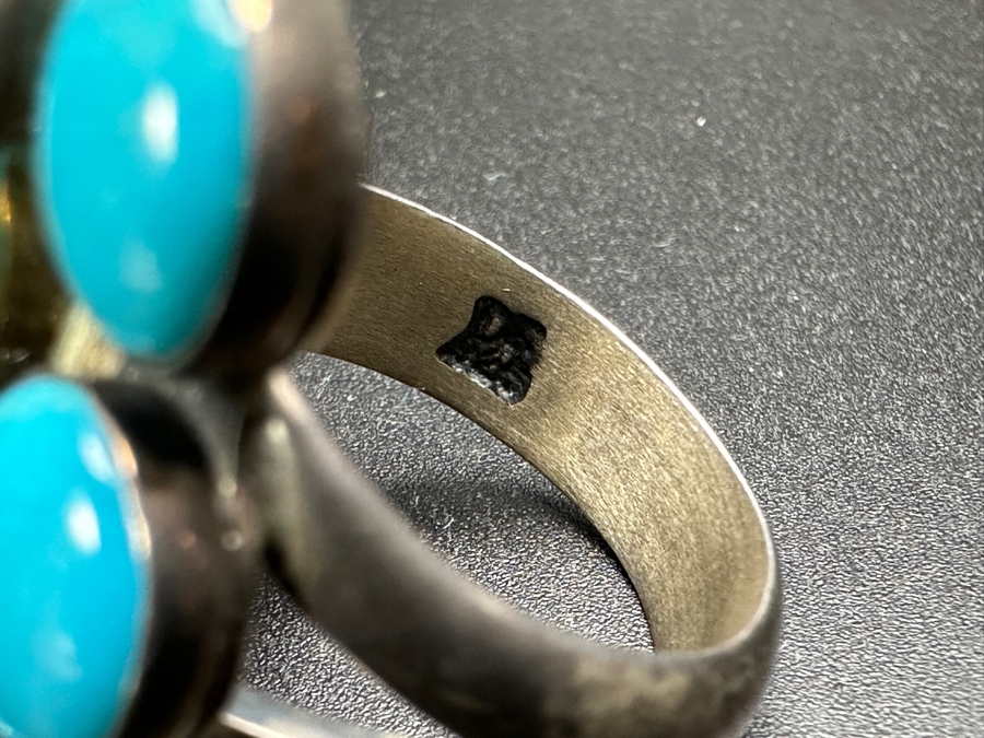 Signed Sterling Silver Turquoise & Pearl Ring Size 9 9.6g [Photo 7]