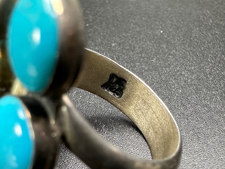 Signed Sterling Silver Turquoise & Pearl Ring Size 9 9.6g [Photo 8]