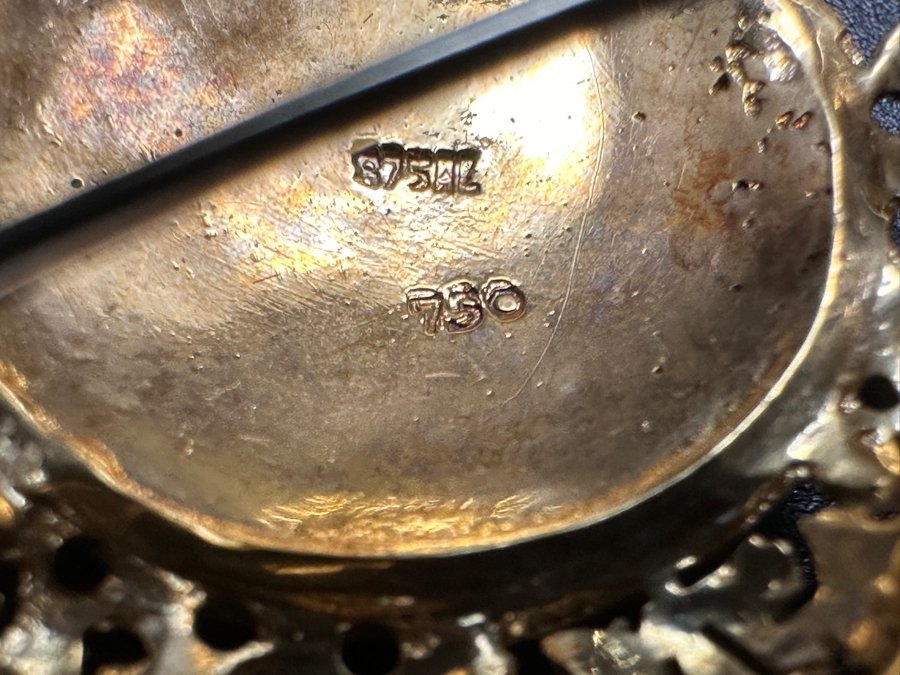 18k Gold Pin Brooch With Blue Turquoise Inlaid With 18k Gold 1 3/8'W 9g Retails $1,950 [Photo 8]