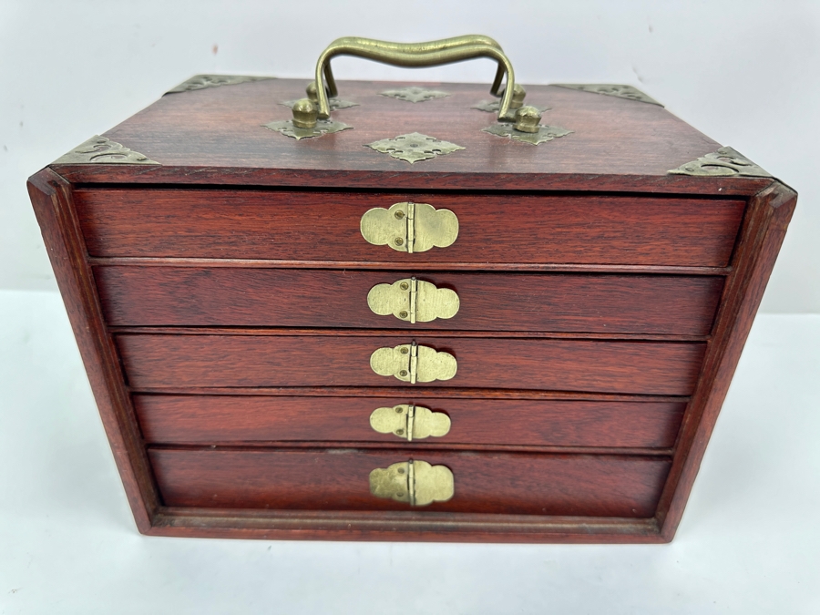 Antique Chinese Mahjong Mah-Jongg Game Set Bamboo And Bone Tiles With Wooden 5-Drawer Box 9.5W X 6.5D X 7H [Photo 15]