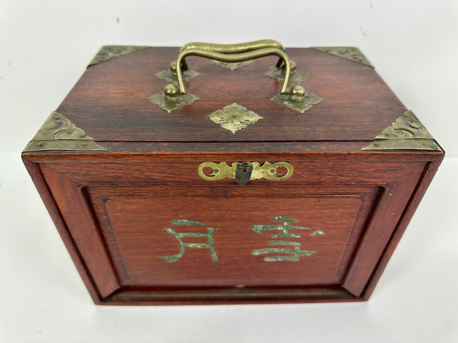 Antique Chinese Mahjong Mah-Jongg Game Set Bamboo And Bone Tiles With Wooden 5-Drawer Box 9.5W X 6.5D X 7H [Photo 3]