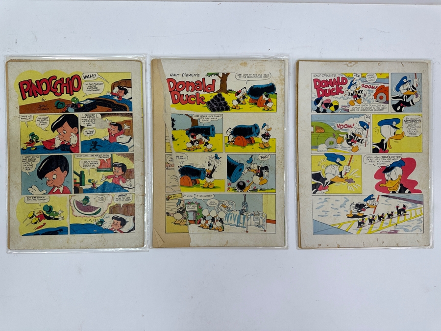 Dell Comics Walt Disney Comic Books: 1949 Pinocchio No. 252 & (2) Donald Duck 1953 No. 32 & 1954 No. 34 [Photo 15]