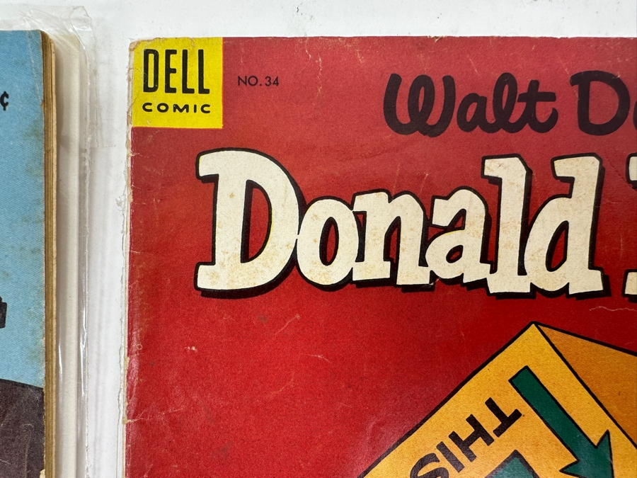 Dell Comics Walt Disney Comic Books: 1949 Pinocchio No. 252 & (2) Donald Duck 1953 No. 32 & 1954 No. 34 [Photo 12]