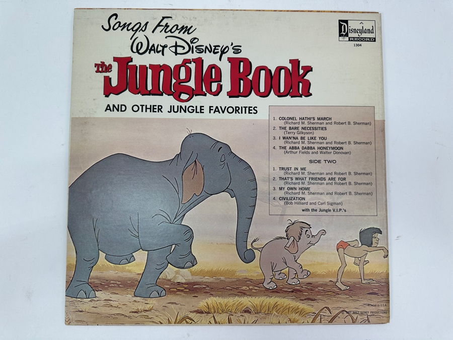 Vintage 1967 Walt Disney Productions Songs From The Jungle Book Disneyland Vinyl Record 1304 [Photo 4]