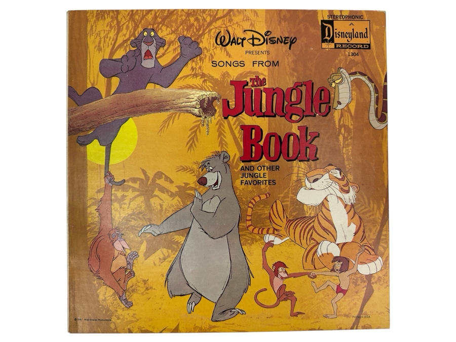 Vintage 1967 Walt Disney Productions Songs From The Jungle Book Disneyland Vinyl Record 1304