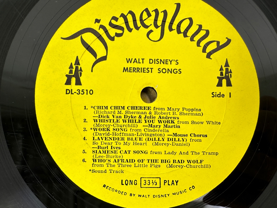 Vintage 1968 Walt Disney Productions Merriest Songs Disneyland Vinyl Record DL-3510 [Photo 6]