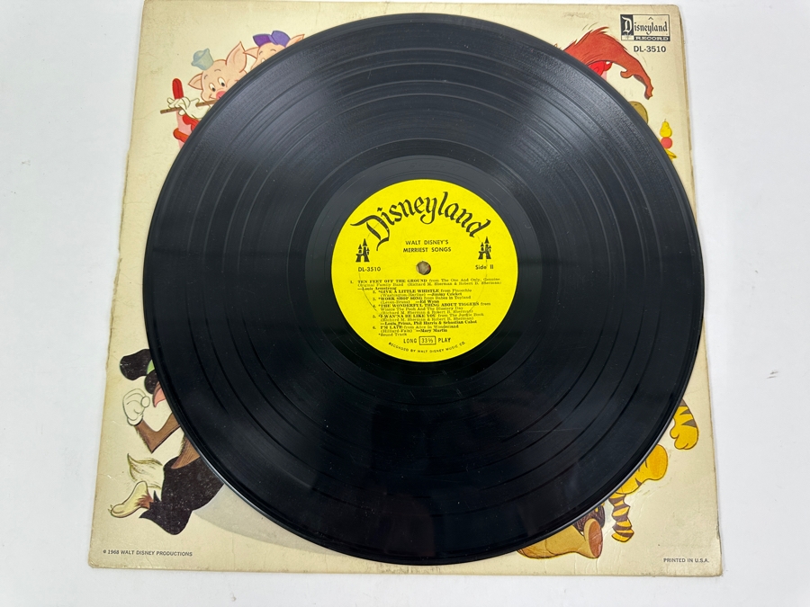 Vintage 1968 Walt Disney Productions Merriest Songs Disneyland Vinyl Record DL-3510 [Photo 7]