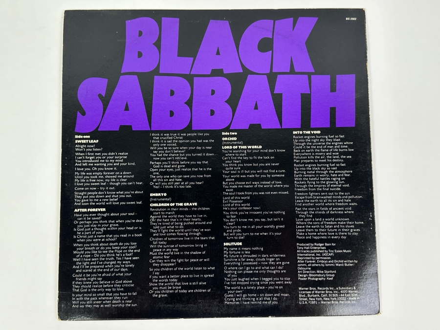 Black Sabbath Master Of Reality Vinyl Record [Photo 2]