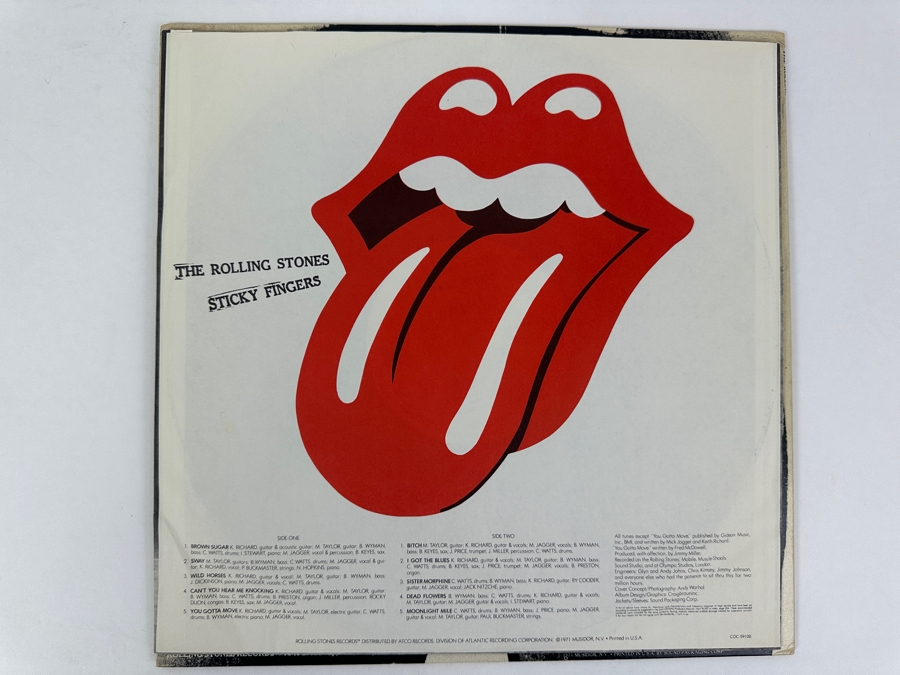 The Rolling Stones Sticky Fingers Vinyl Record COC 59100 With Original Andy Warhol Designed Working Jean Zipper [Photo 4]