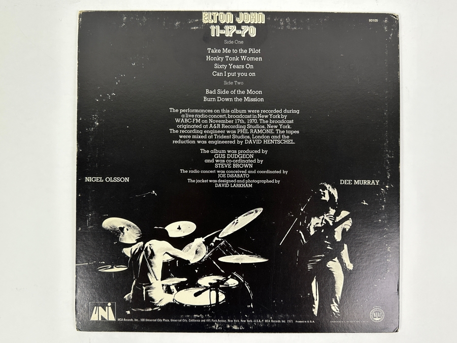 Elton John 11-17-70 Vinyl Record [Photo 2]