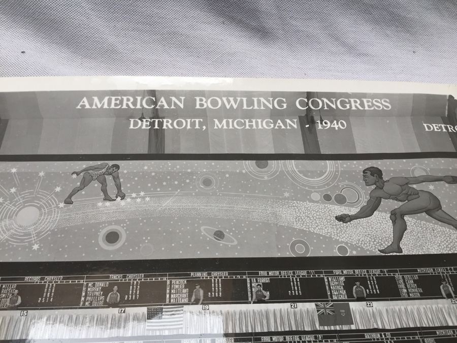 Large Vintage 1940 B&W Photo of Detroit Bowling League American Bowling Congress [Photo 2]