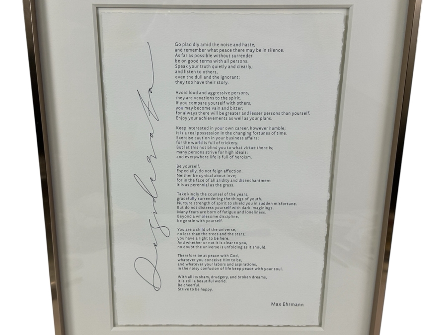 Shadowbox Framed Print Of Max Ehrmann's Poem 'Desiderata' Framed 16 X 22