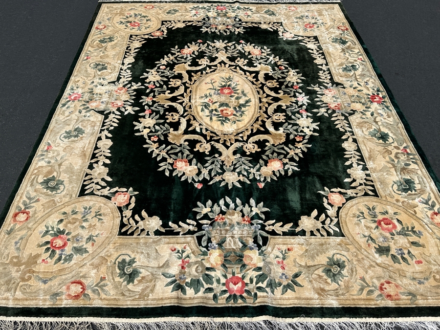 Finely Hand Knotted Aga John Oriental Chinese Silk Blend Area Rug 95 X 120 Retails $5,500 - Color Is Forest Green [Photo 4]