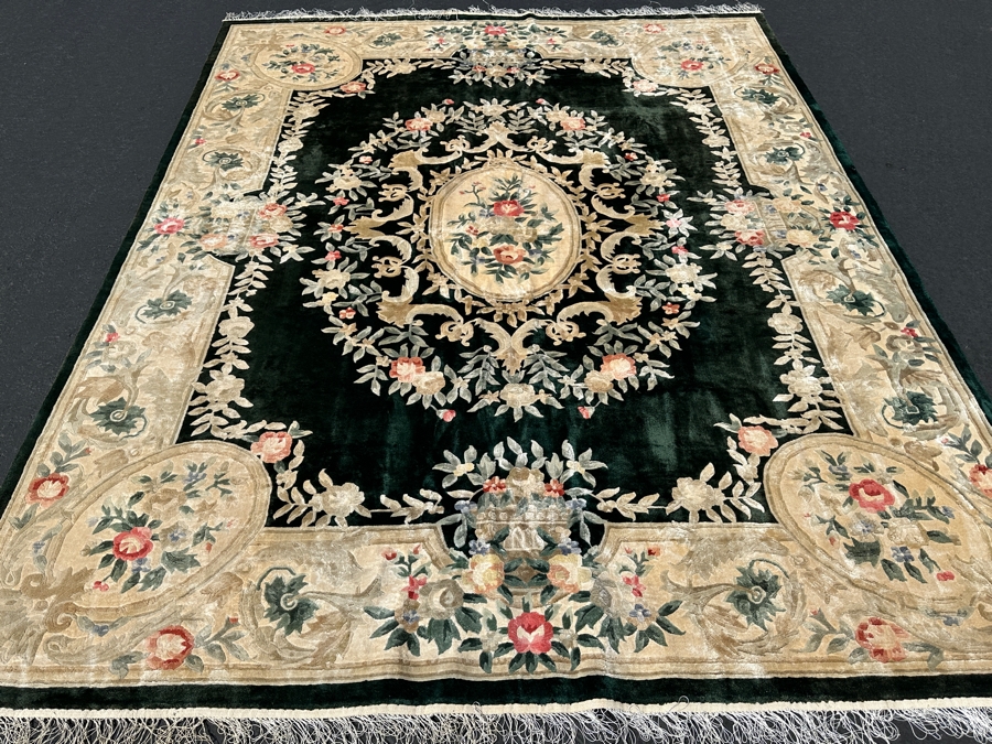 Finely Hand Knotted Aga John Oriental Chinese Silk Blend Area Rug 95 X 120 Retails $5,500 - Color Is Forest Green [Photo 3]