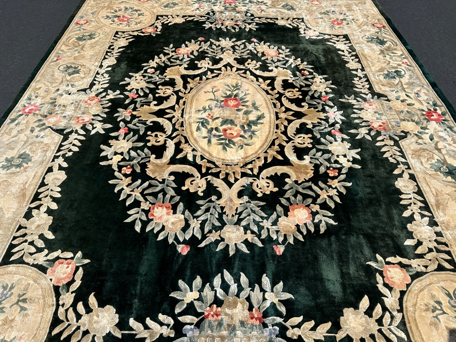 Finely Hand Knotted Aga John Oriental Chinese Silk Blend Area Rug 95 X 120 Retails $5,500 - Color Is Forest Green [Photo 5]