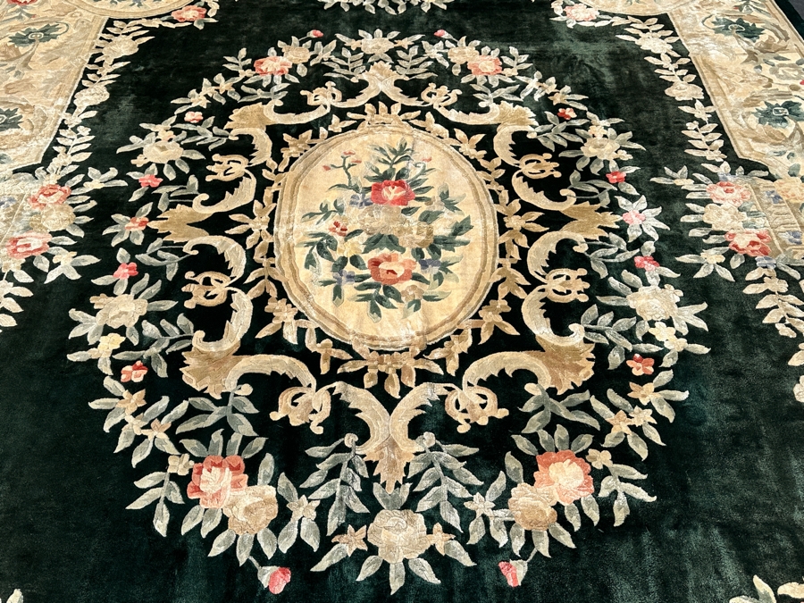 Finely Hand Knotted Aga John Oriental Chinese Silk Blend Area Rug 95 X 120 Retails $5,500 - Color Is Forest Green [Photo 6]