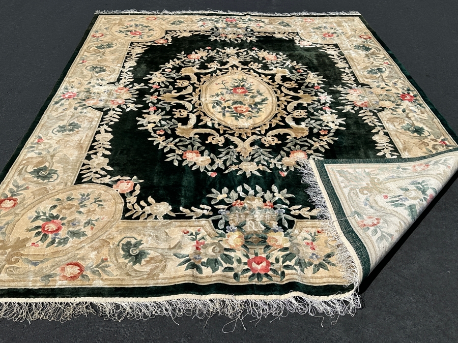 Finely Hand Knotted Aga John Oriental Chinese Silk Blend Area Rug 95 X 120 Retails $5,500 - Color Is Forest Green [Photo 7]