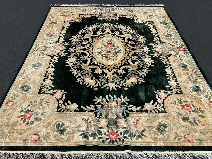 Finely Hand Knotted Aga John Oriental Chinese Silk Blend Area Rug 95 X 120 Retails $5,500 - Color Is Forest Green [Photo 2]