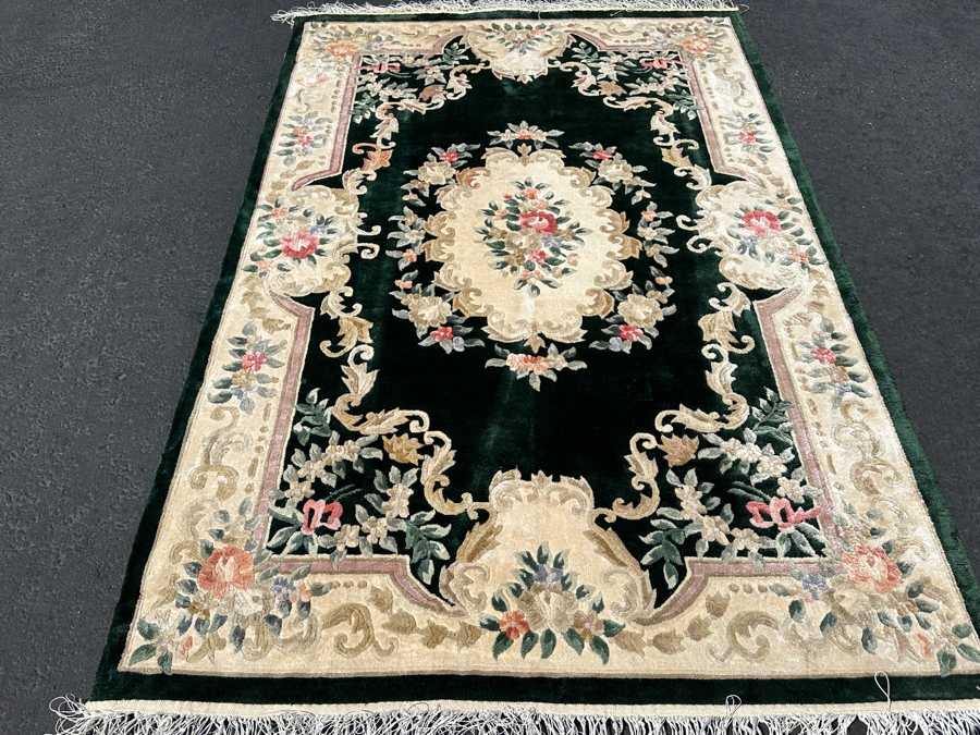 Finely Hand Knotted Aga John Oriental Chinese Silk Blend Area Rug 48 X 72 Retails $1,680 - Color Is Forest Green [Photo 3]