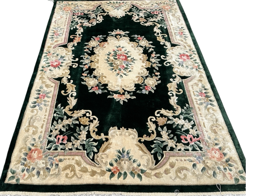 Finely Hand Knotted Aga John Oriental Chinese Silk Blend Area Rug 48 X 72 Retails $1,680 - Color Is Forest Green