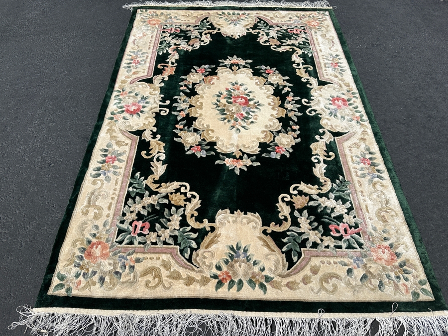Finely Hand Knotted Aga John Oriental Chinese Silk Blend Area Rug 48 X 72 Retails $1,680 - Color Is Forest Green [Photo 2]