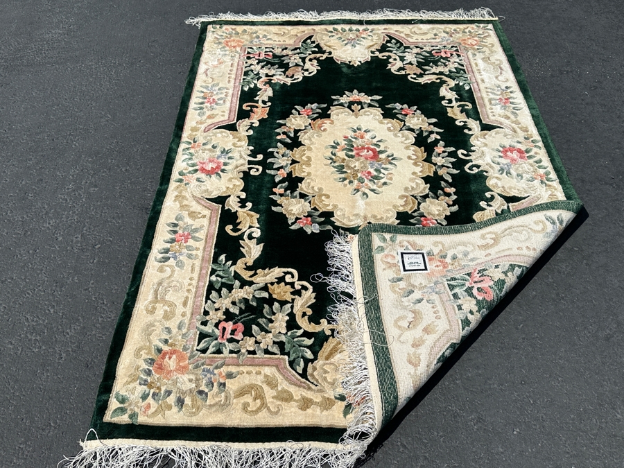 Finely Hand Knotted Aga John Oriental Chinese Silk Blend Area Rug 48 X 72 Retails $1,680 - Color Is Forest Green [Photo 7]