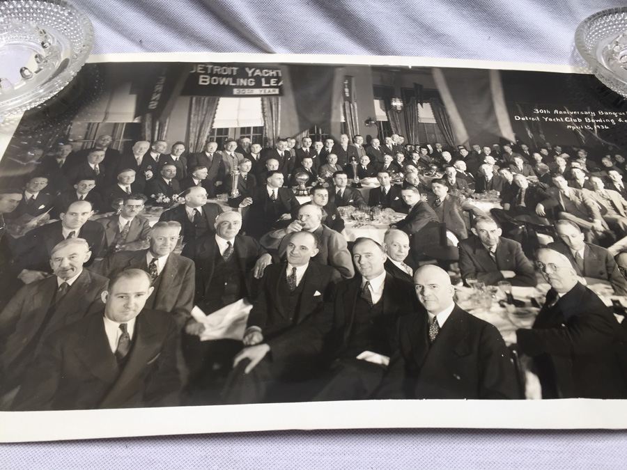 Vintage 1936 Detroit Yacht Club Bowling League Group B&W Photo [Photo 12]